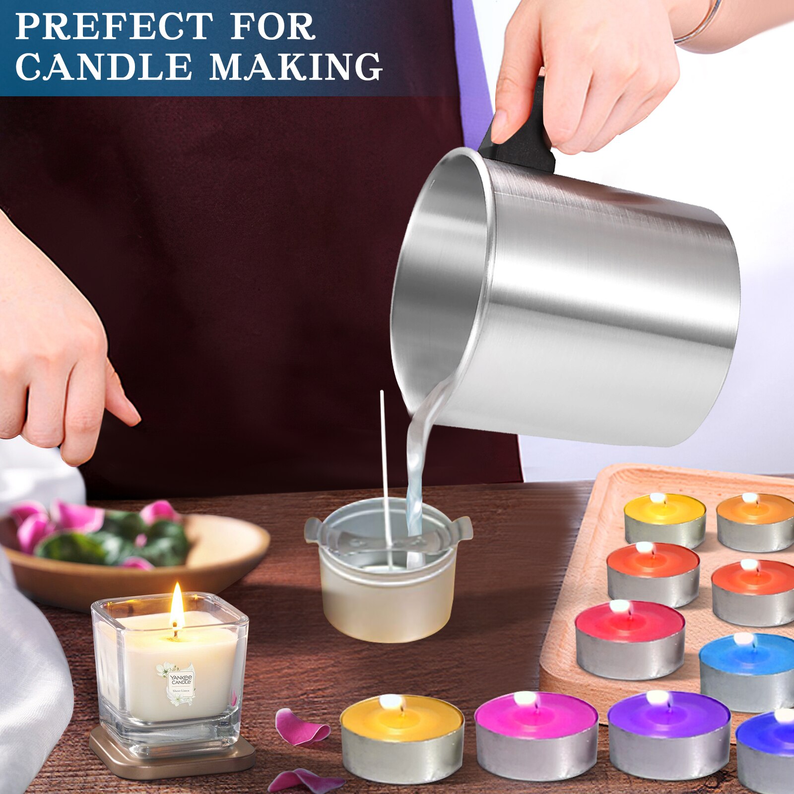 ENCANLIGHT Candle Making Supplies Candle Wax Melting Pot with Thermometer,  Candle Pouring Pot Holds up to 4 Pounds Wax - Perfect Candle Making Kit for Candle  Making, Soap Making or DIY Crafts