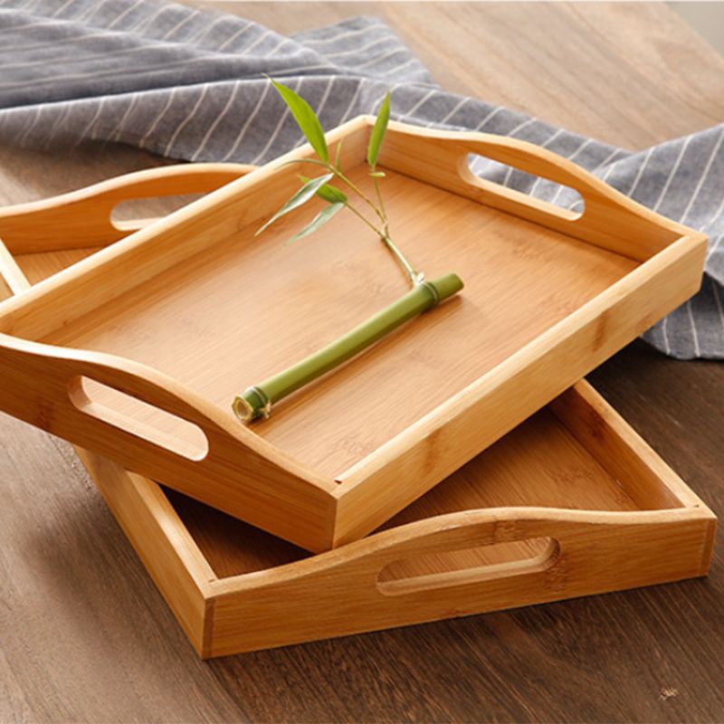 Bamboo Serving Tray with Handles - Suits Decoupage